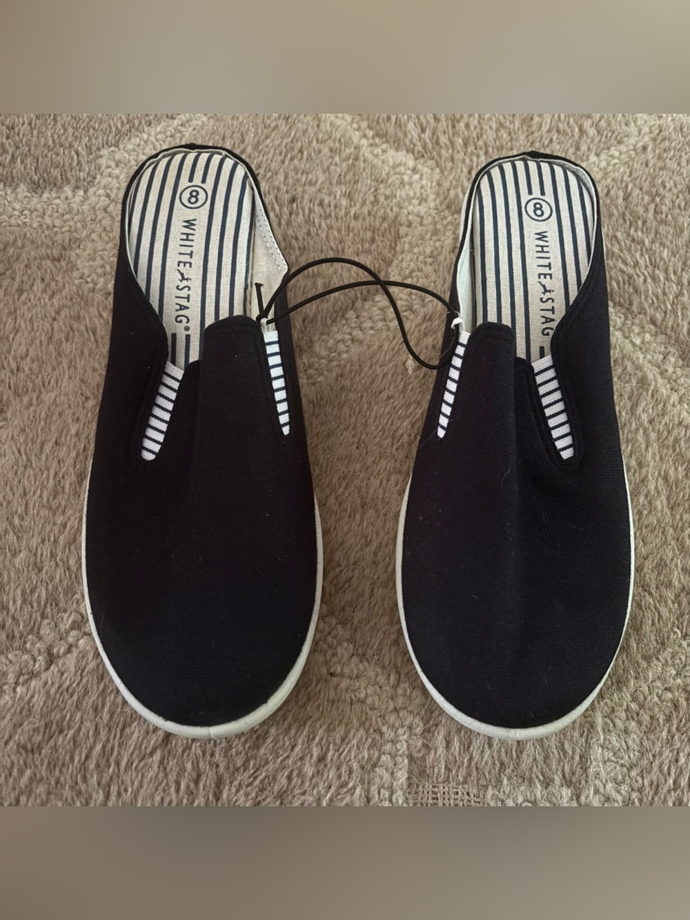 White Stag Black Canvas Slip-On Mule Sneakers